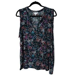 Time and Tru Sleeveless Blouse Tank XL Watercolor Print
